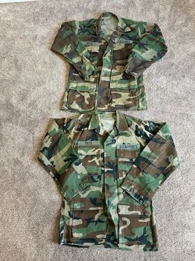 Lot 2 VTG Marines Jacket Small Long Bdu Woodland Camo Combat Fatigues Button Up
